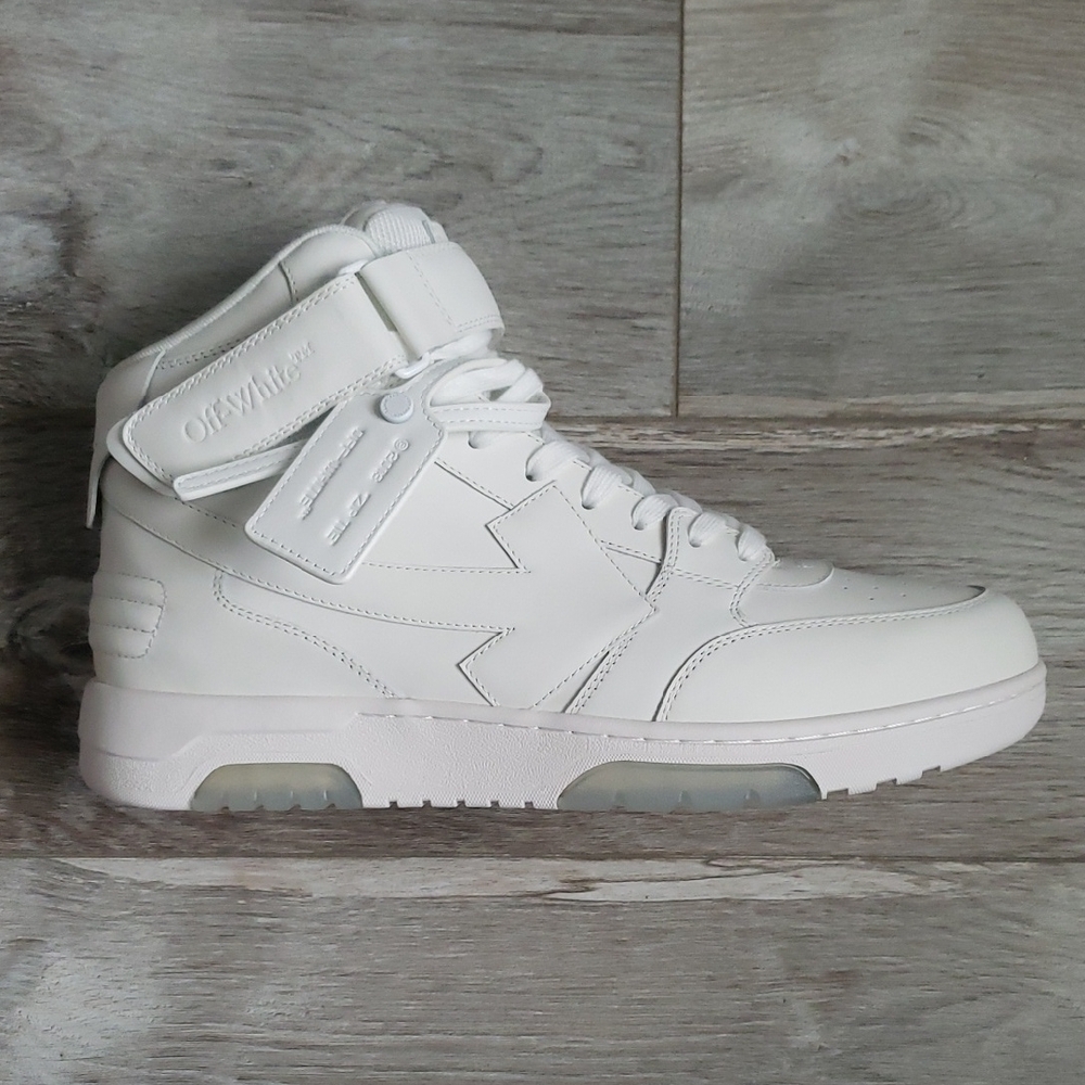 Off-White Men's White Leather High-Top Sneakers